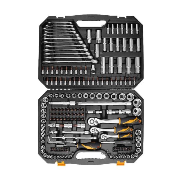 TOLSEN Professional 216Pcs Box Case Combo Package Wrench Socket Tool Sets