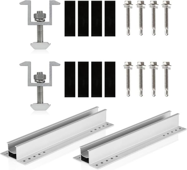 12pcs Solar Panels Mini Mounting Rail with Mid/End Clamps
