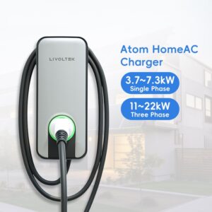 22Kw Residential Atom Home AC EV Charger Single Phase with Fixed Cable AC Charger