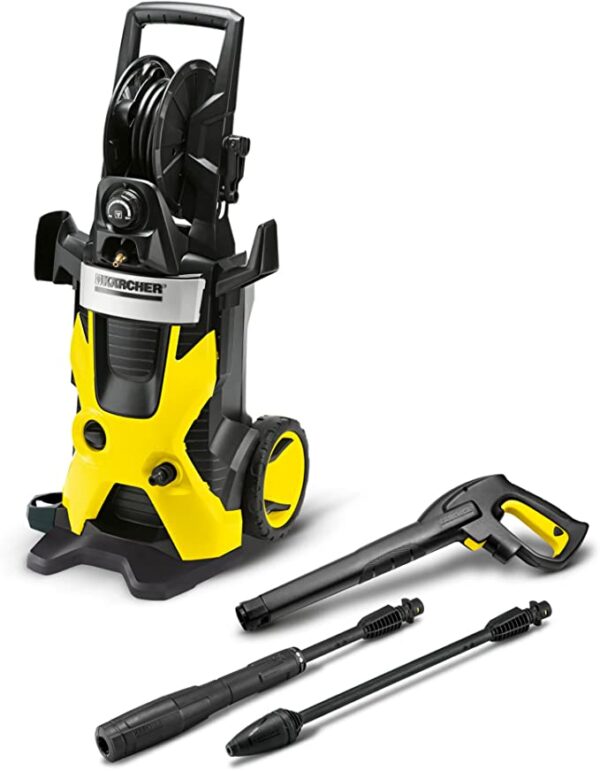 Karcher K 5 Premium 2000 PSI 1.4 GPM Electric Power Induction Pressure Washer with Vario Power & Dirtblaster Spray Wands, Pressurized Hose Reel, &...