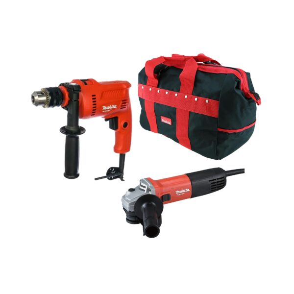 Makita M9510 + M0801k + P-46305 Angle Grinder 4-1/2” + Hammerdrill 16mm + Toolbag
