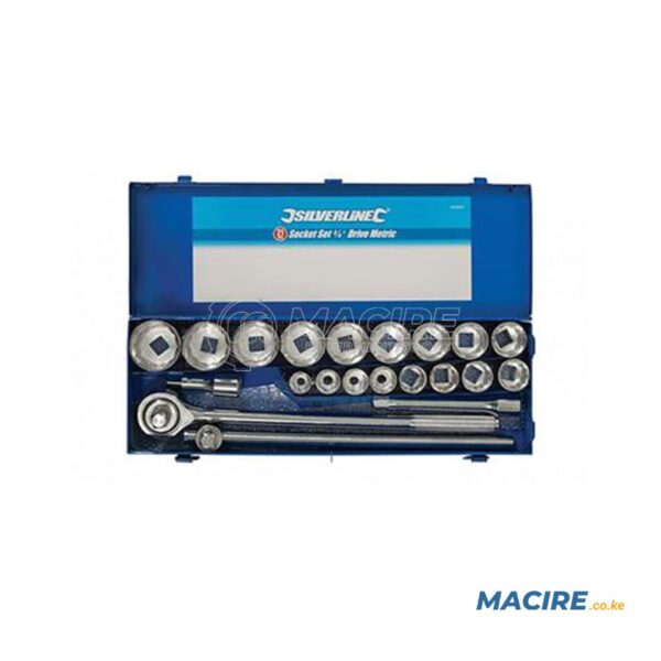 SILVERLINE SOCKET SET 3/4" 21-PCS 19-50MM