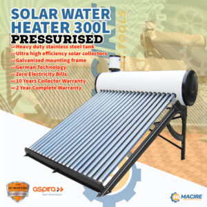 SOLAR WATER HEATER 300L PRESSURISED