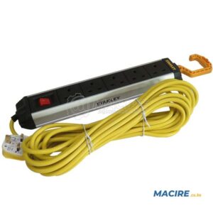 STANLEY SXECFA3BBOE POWER BAR 10MTRS 1.5MM 5- SOCKETS PVC CABLE W/HOOK