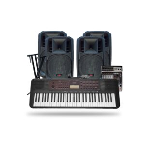 Yamaha PSR-E273 Portable Keyboard Piano with DF005 Stand, Explorer EXP 15P Passive Speaker, 4-Channel Mixer & Wall Mount Stand | Complete Church Kit