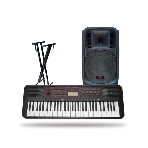 Yamaha PSR-E273 Portable Keyboard Piano with DF005 Stand & Explorer EXP 15P Passive Speaker | Complete Church Kit