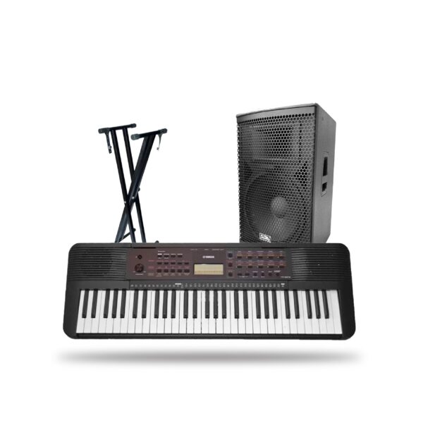 Yamaha PSR-E273 Portable Keyboard Piano with DF005 Stand & Soundking KB15A 15'' Speaker | Complete Church Kit