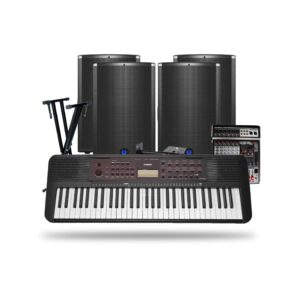 Yamaha PSR-E273 Portable Keyboard Piano with DF005 Stand, Turbosound iX15 1000 Watt 2-Way 15" Powered Loudspeaker, 4-Channel Mixer & Wall Mount...