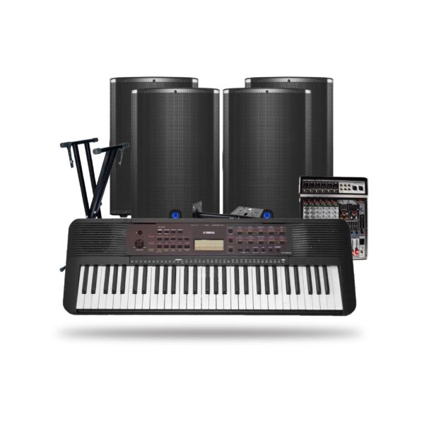 Yamaha PSR-E273 Portable Keyboard Piano with DF005 Stand, Turbosound iX15 1000 Watt 2-Way 15" Powered Loudspeaker, 4-Channel Mixer & Wall Mount...